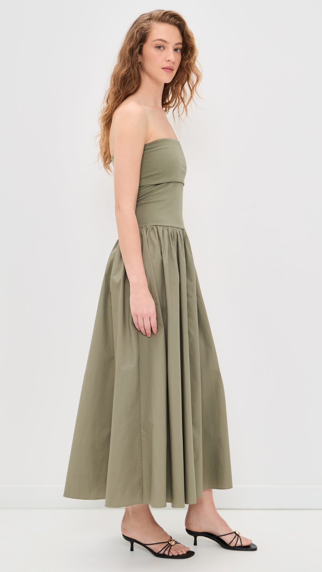 Marc Mixed Media Dress Deep Lichen Green