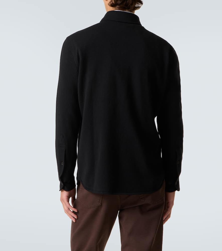 Wool, cashmere, and silk polo sweater
