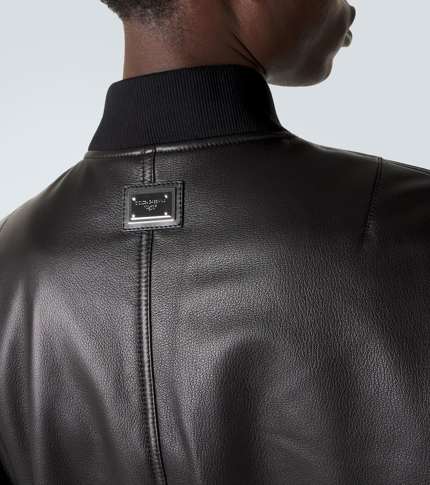 Leather bomber jacket