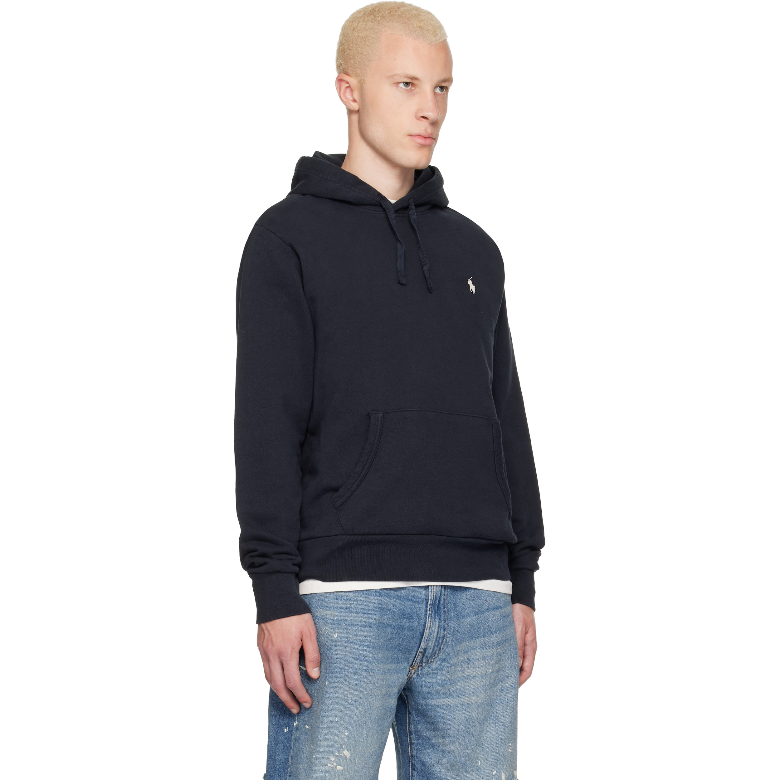 Black Embroidered Logo Hoodie