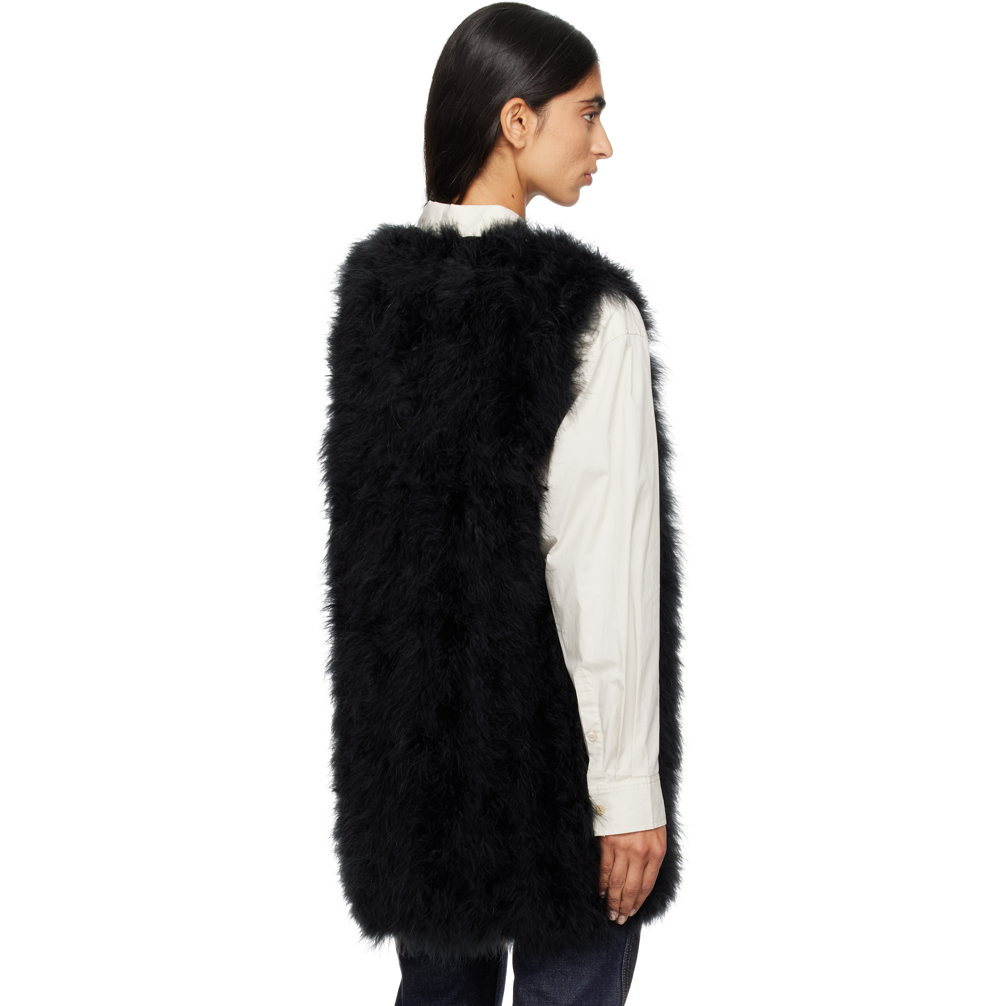 Black Turkey Feather Vest