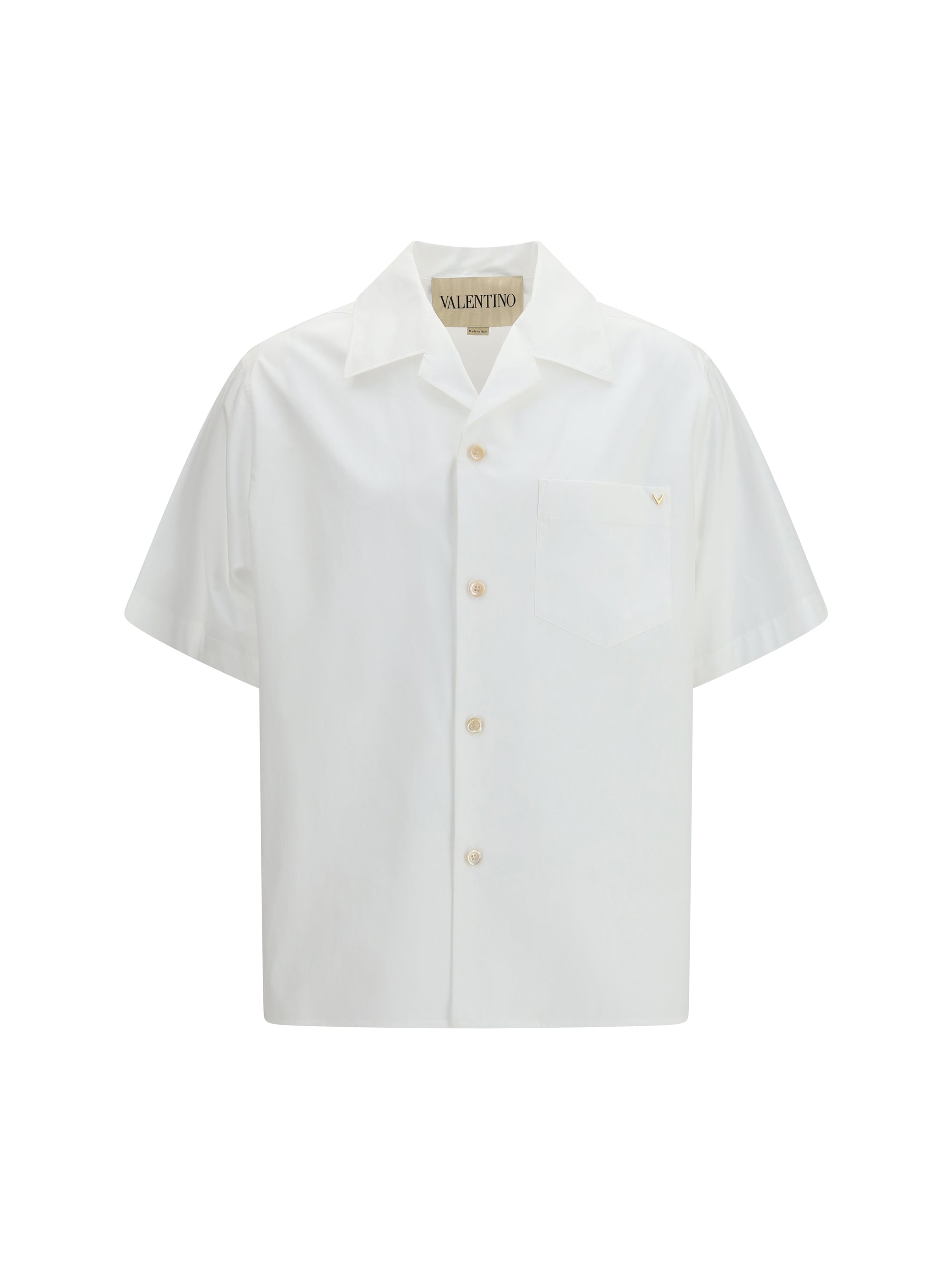 Cotton Poplin Bowling Shirt — White