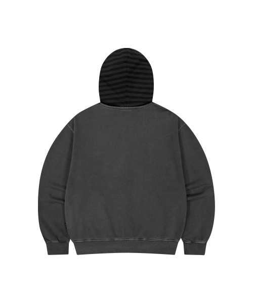 PIGMENT STRIPE MIXED ZIP UP HOODIE CHARCOAL