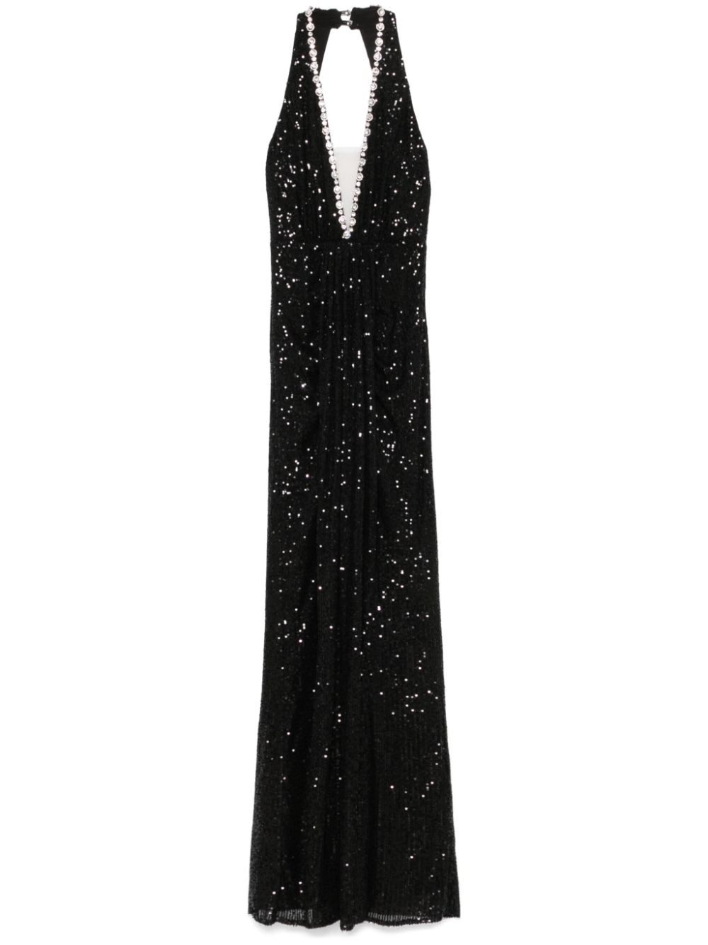 Sequinned halterneck maxi dress - Black
