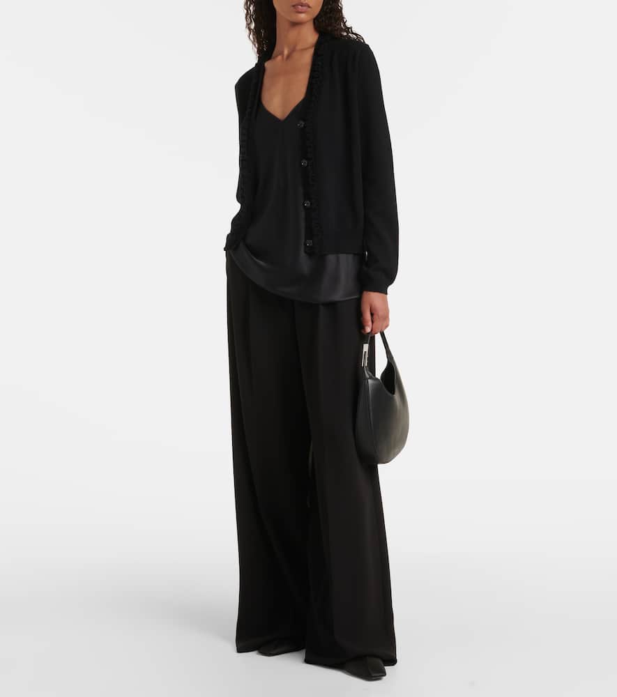 Ruffled wool and cashmere cardigan