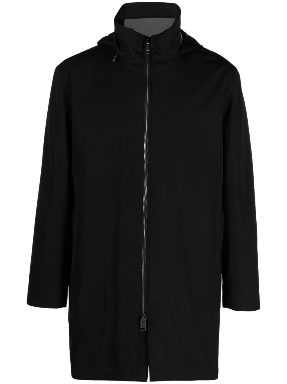Hooded cashmere-blend parka coat - Black