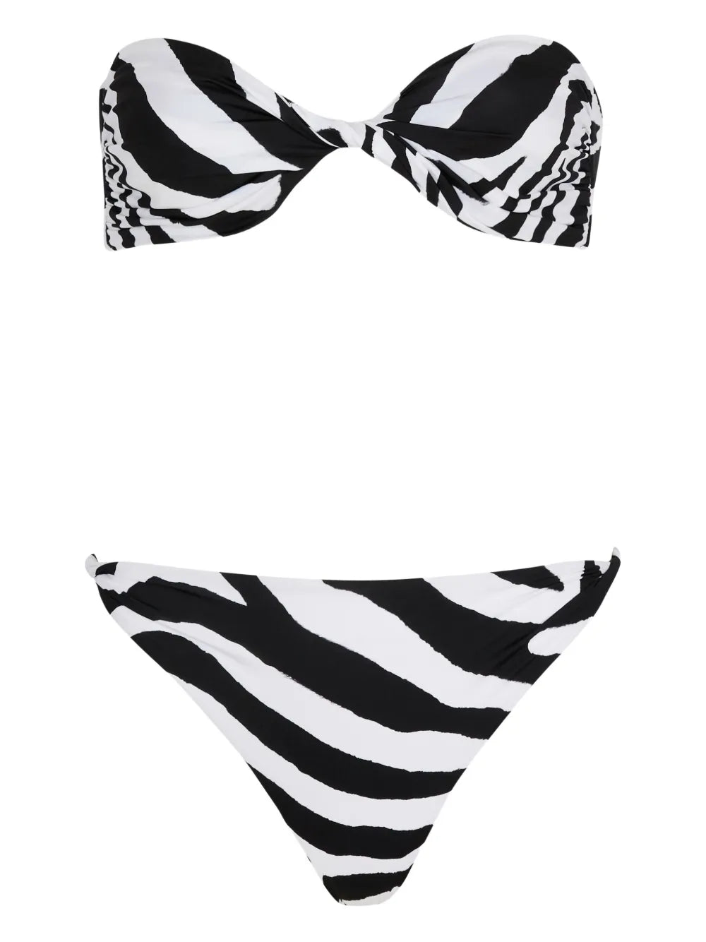 Zebra-Pattern Strapless Bikini — Black