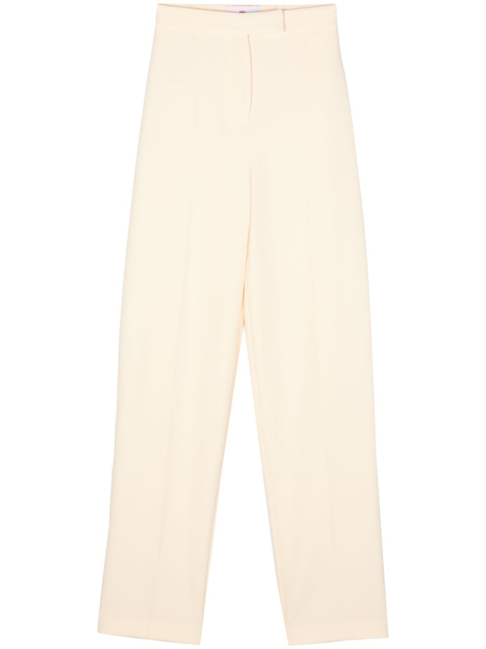 Crepe pressed-crease tapered trousers - Yellow