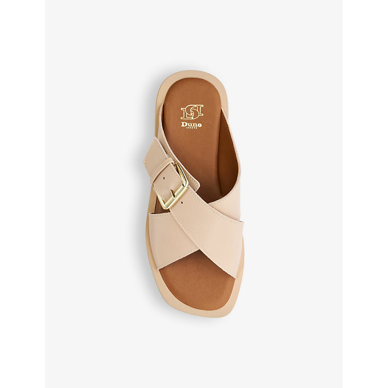 Womens Blush-leather Liquorice Buckle-embellished Leather Sandals