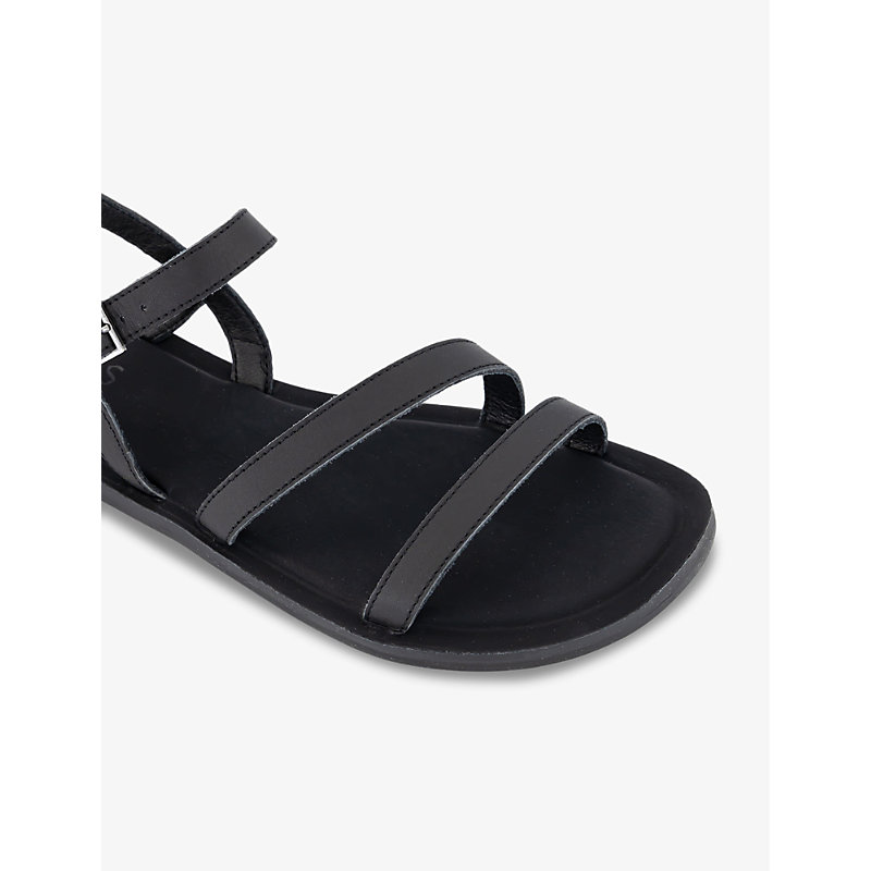 Womens Black Kira Ankle-strap Leather Sandals