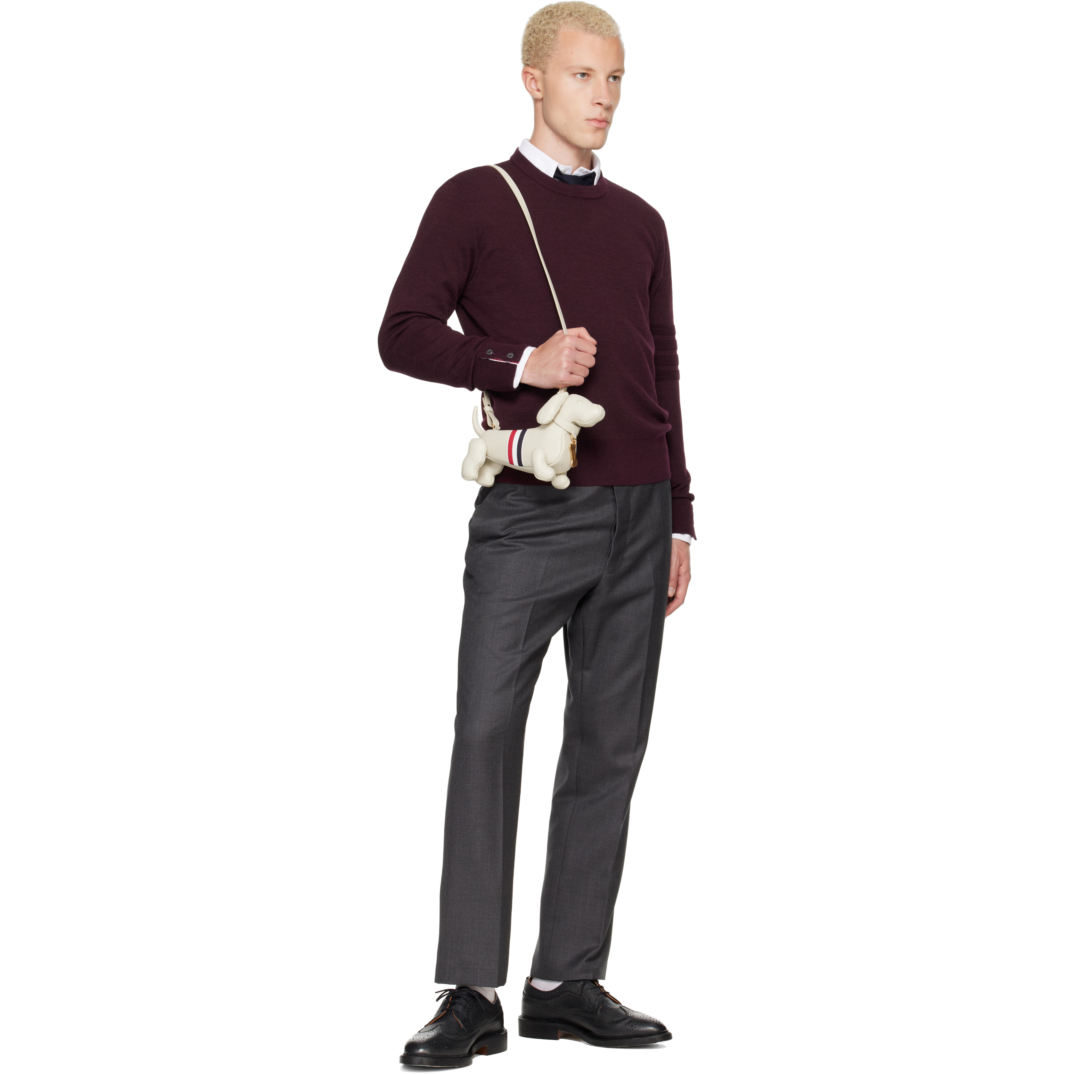 Burgundy Ottoman Milano Stitch 4-Bar Bomber Sweater