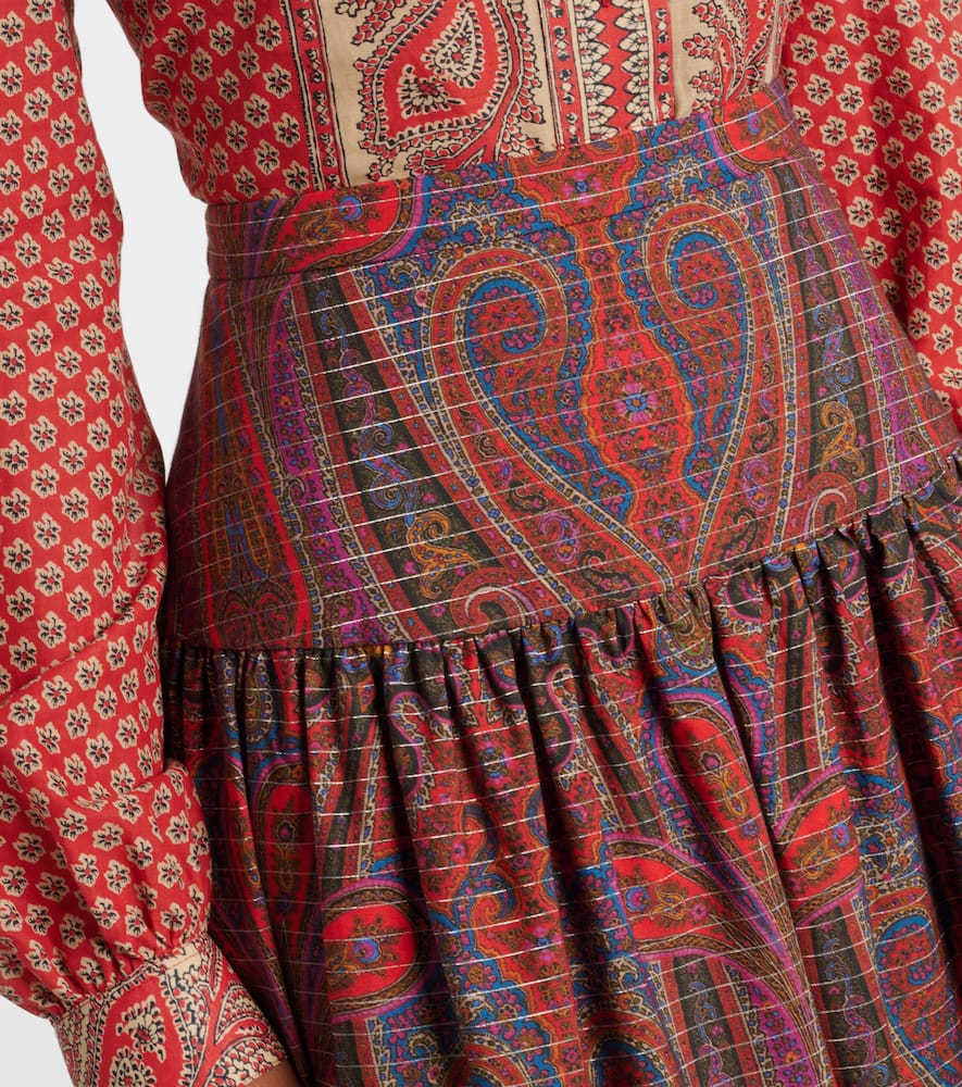 Printed high-rise cotton maxi skirt