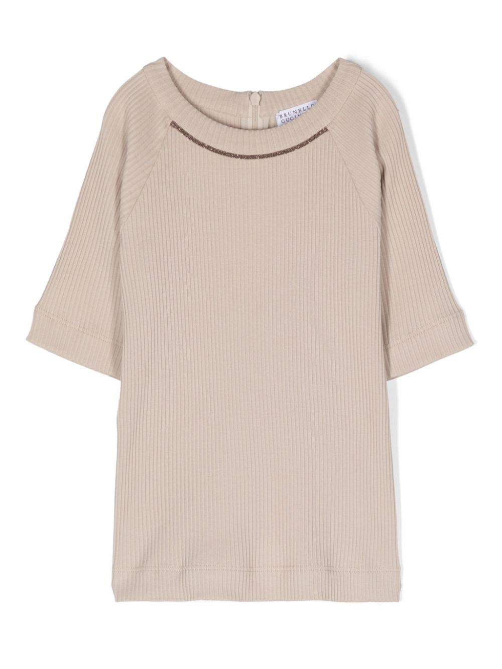 Monili-detail T-shirt - Neutrals