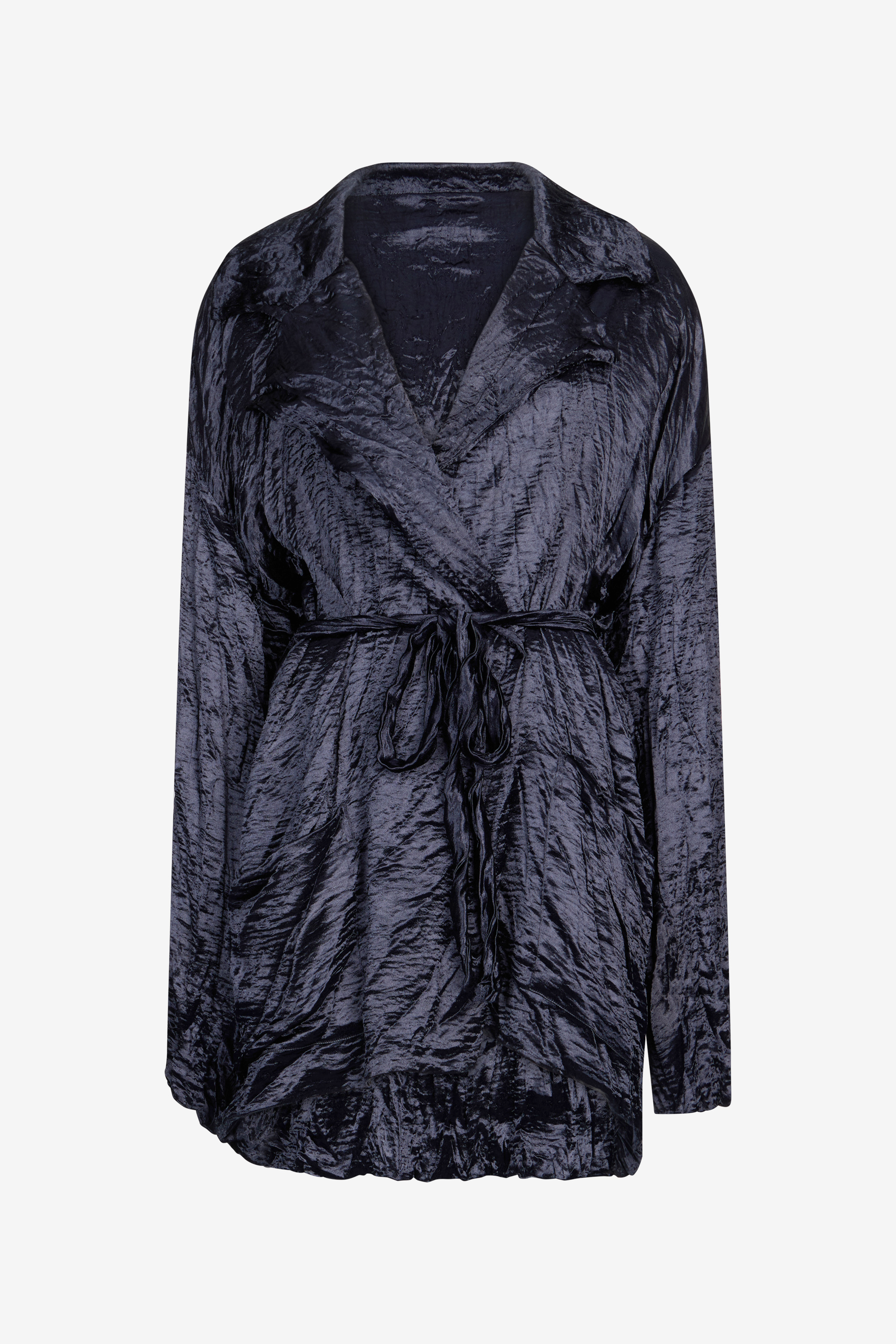 Crinkle Effect Belted Jacket