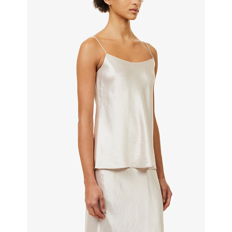 Womens Champagne Scoop-neck Satin Camisole top XS