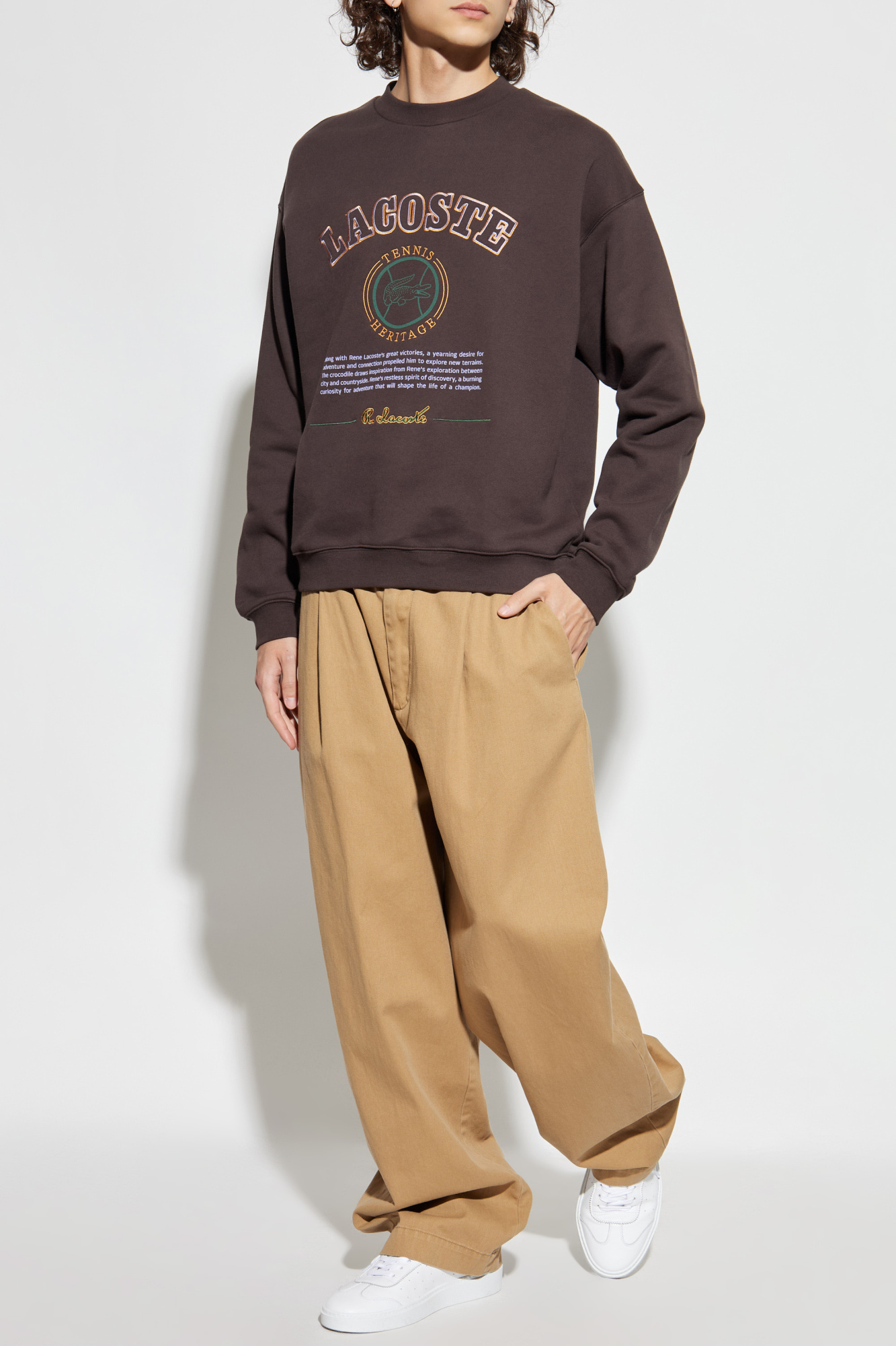 Sweatshirt With Embroidered Logo, Men's, Brown