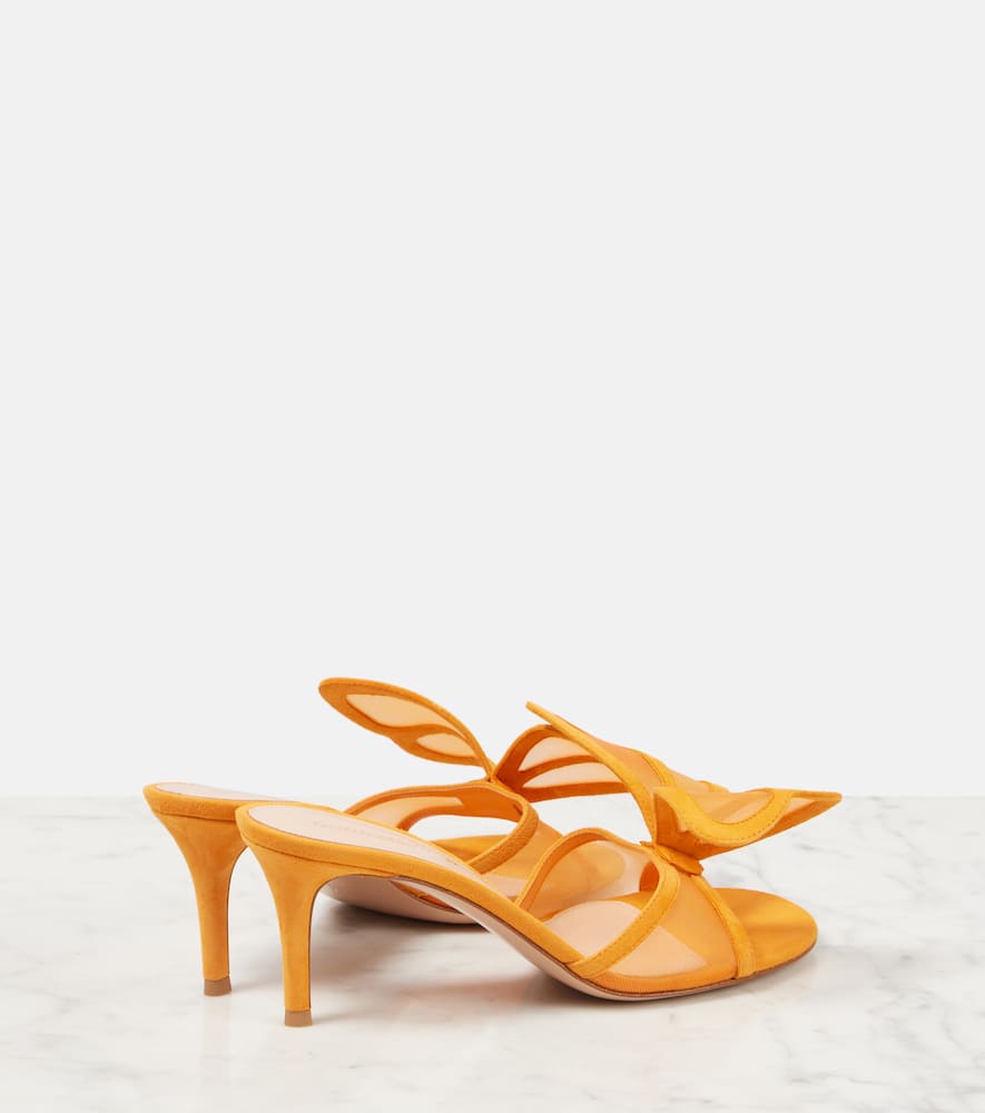Gianvito Rossi Ilia suede-trimmed mesh mules