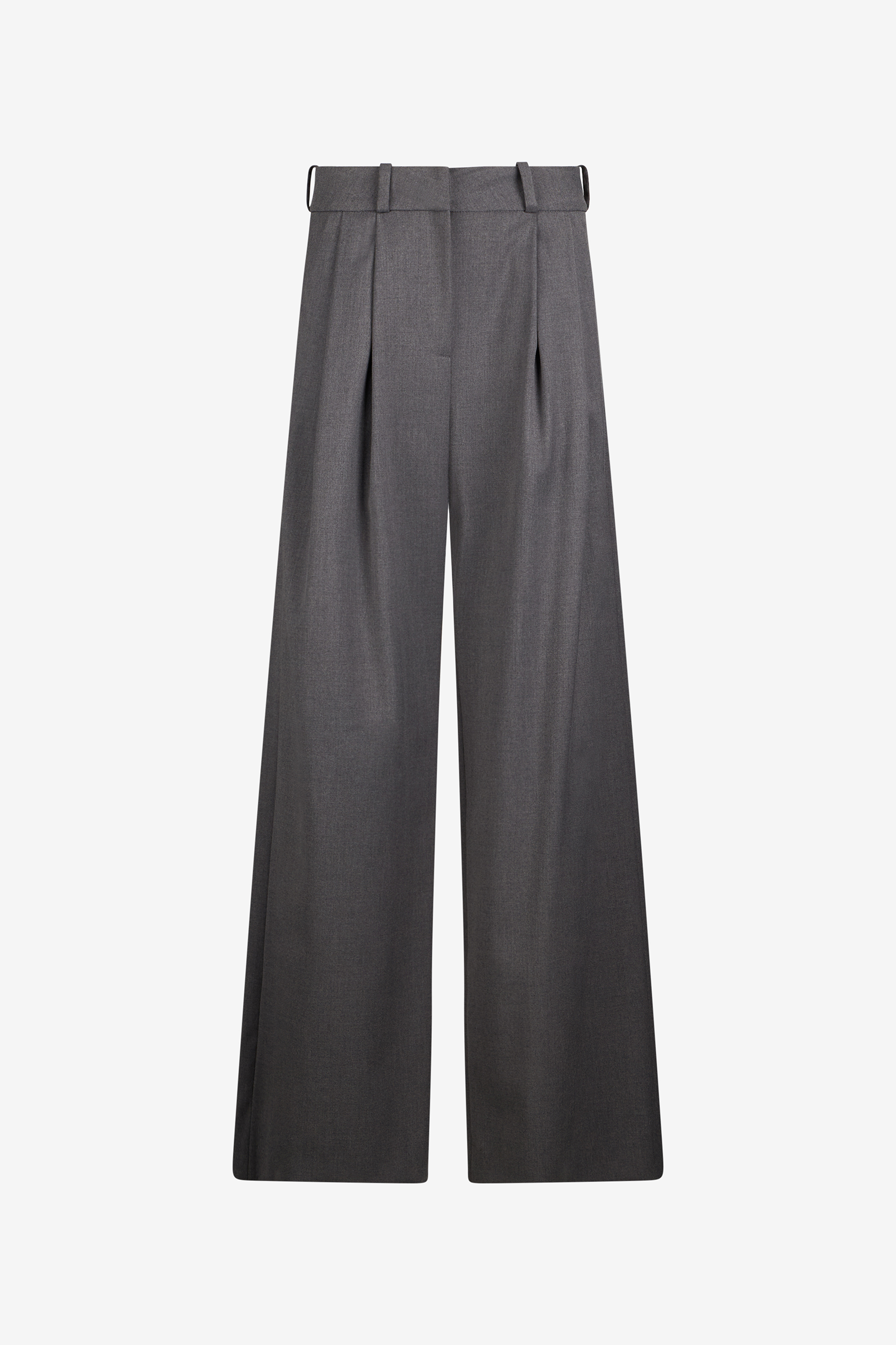 Grey Pleated Wide Leg Trousers