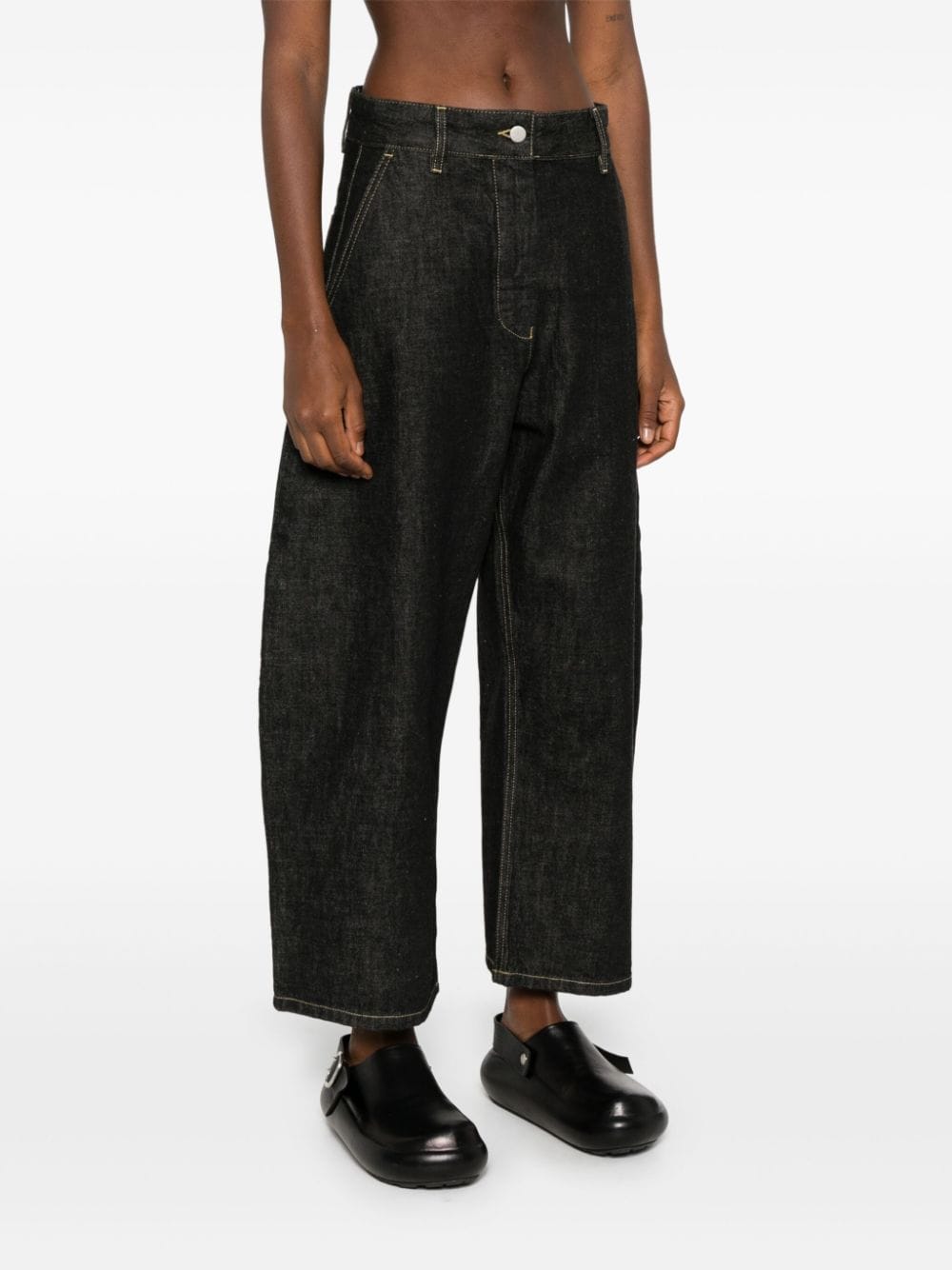 Wide Leg Denim Cropped Jeans