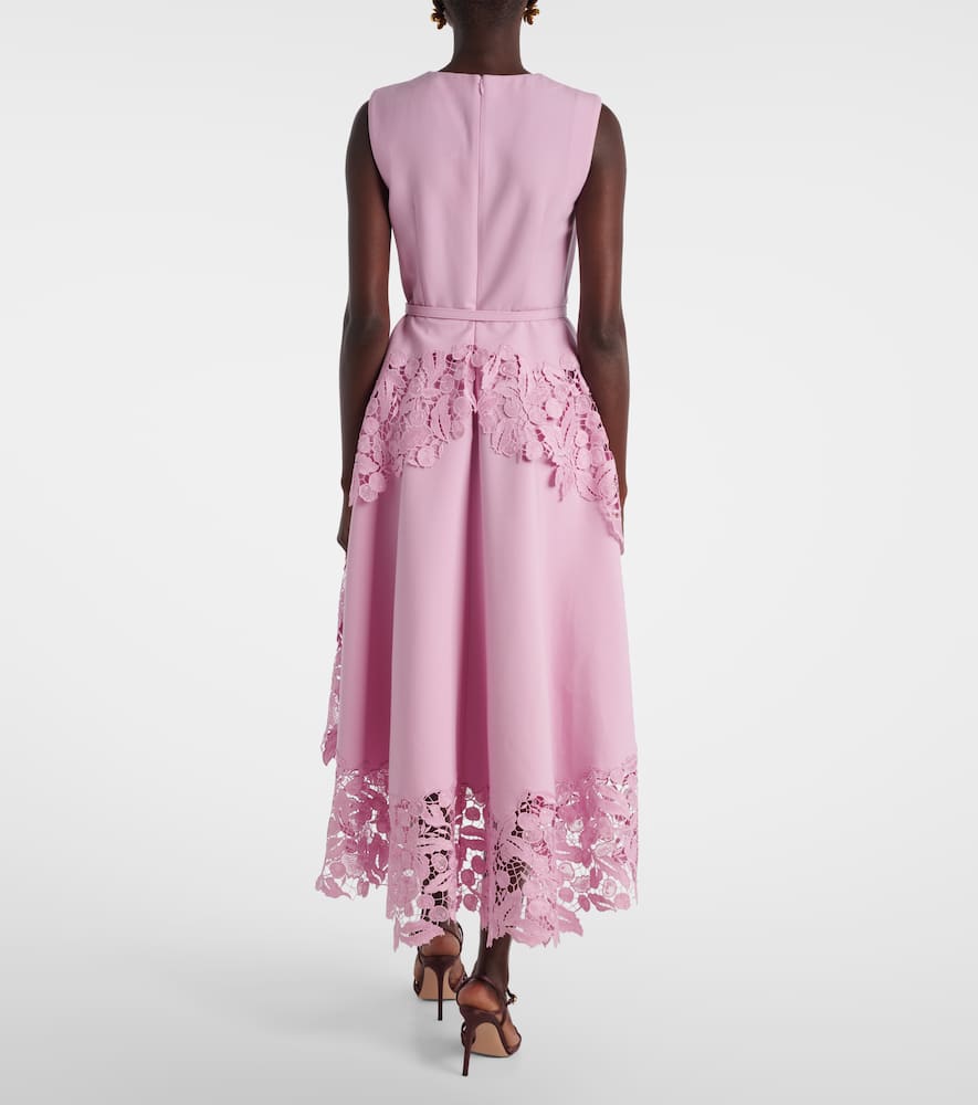 Wool-blend and lace cocktail dress