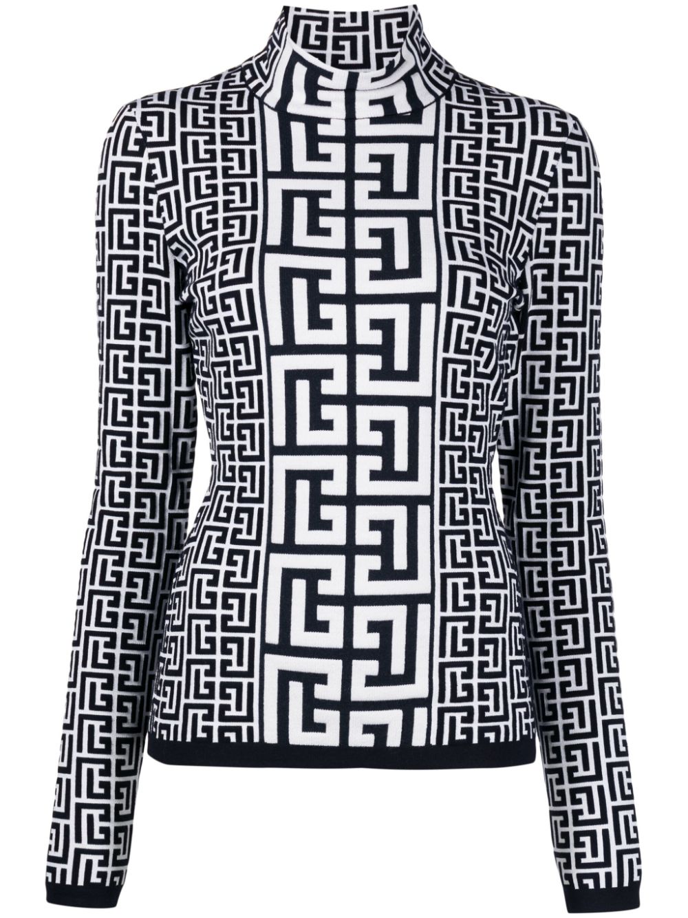 Intarsia-knit monogram roll neck jumper - GFE