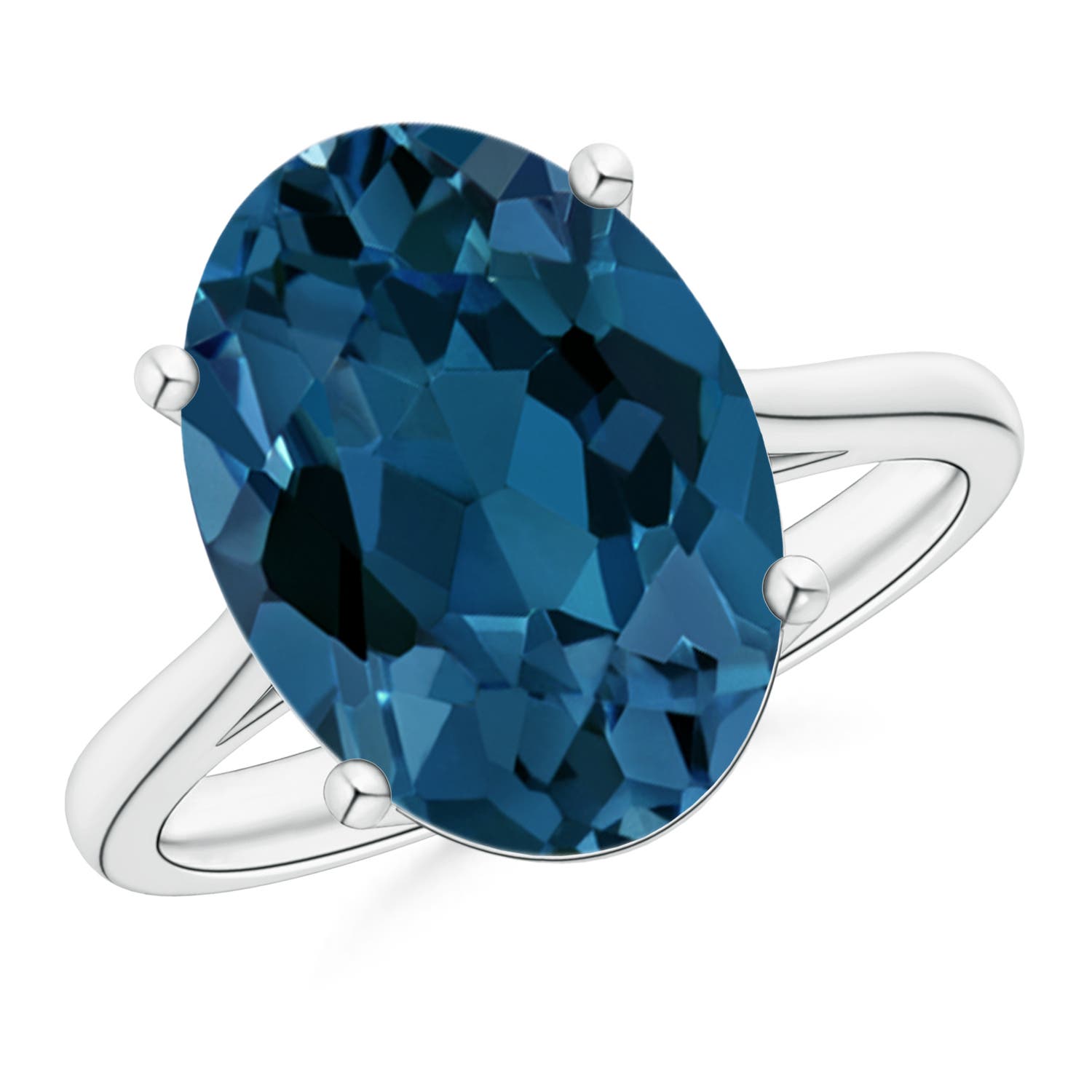 Angara 7.2 Carats Oval Solitaire London Blue Topaz Cocktail Ring in Platinum