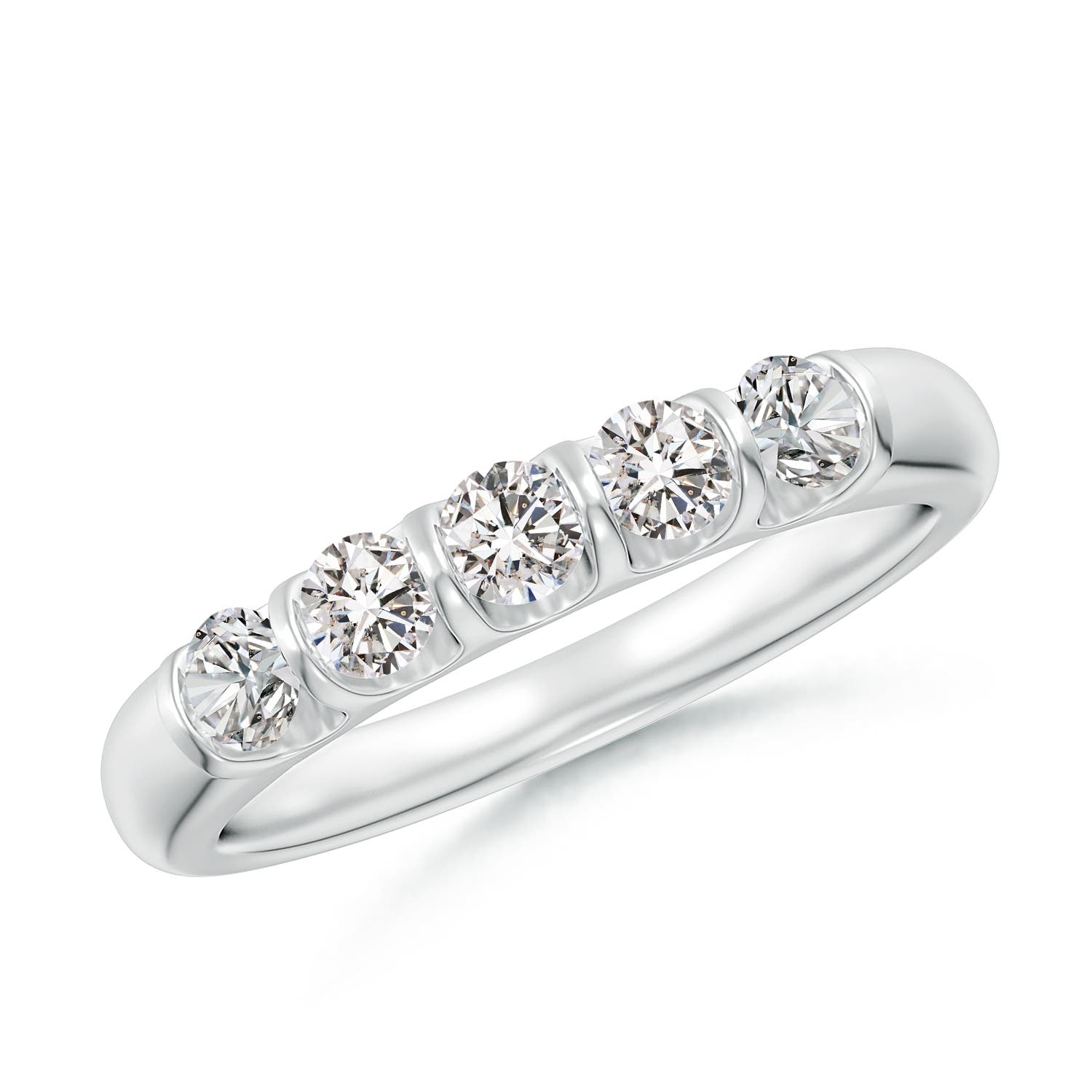Angara 0.53 Carat Bar Set Five Stone Round Diamond Wedding Ring for Her in 14K White Gold