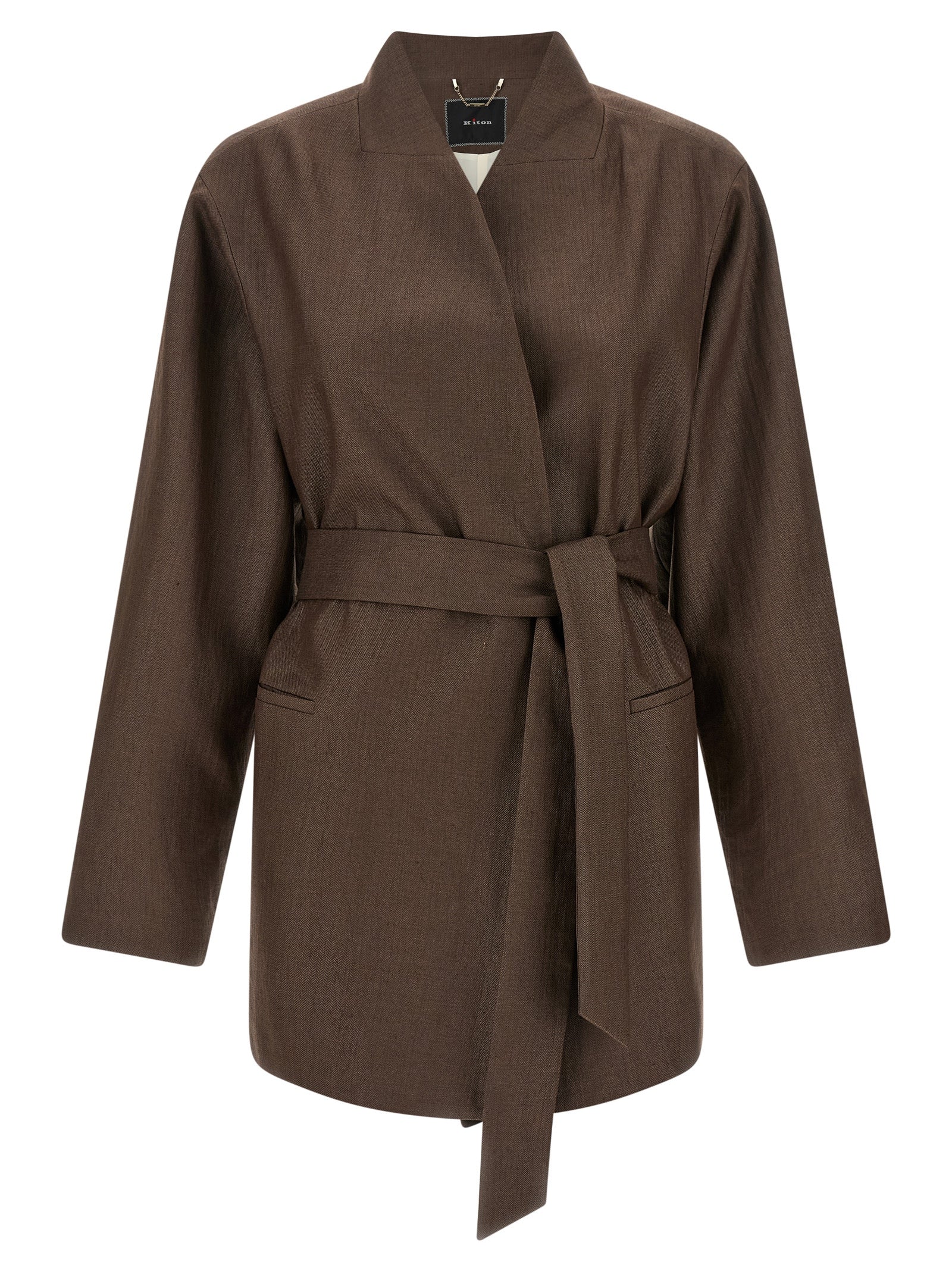Polyamide and Linen Blazer — Brown