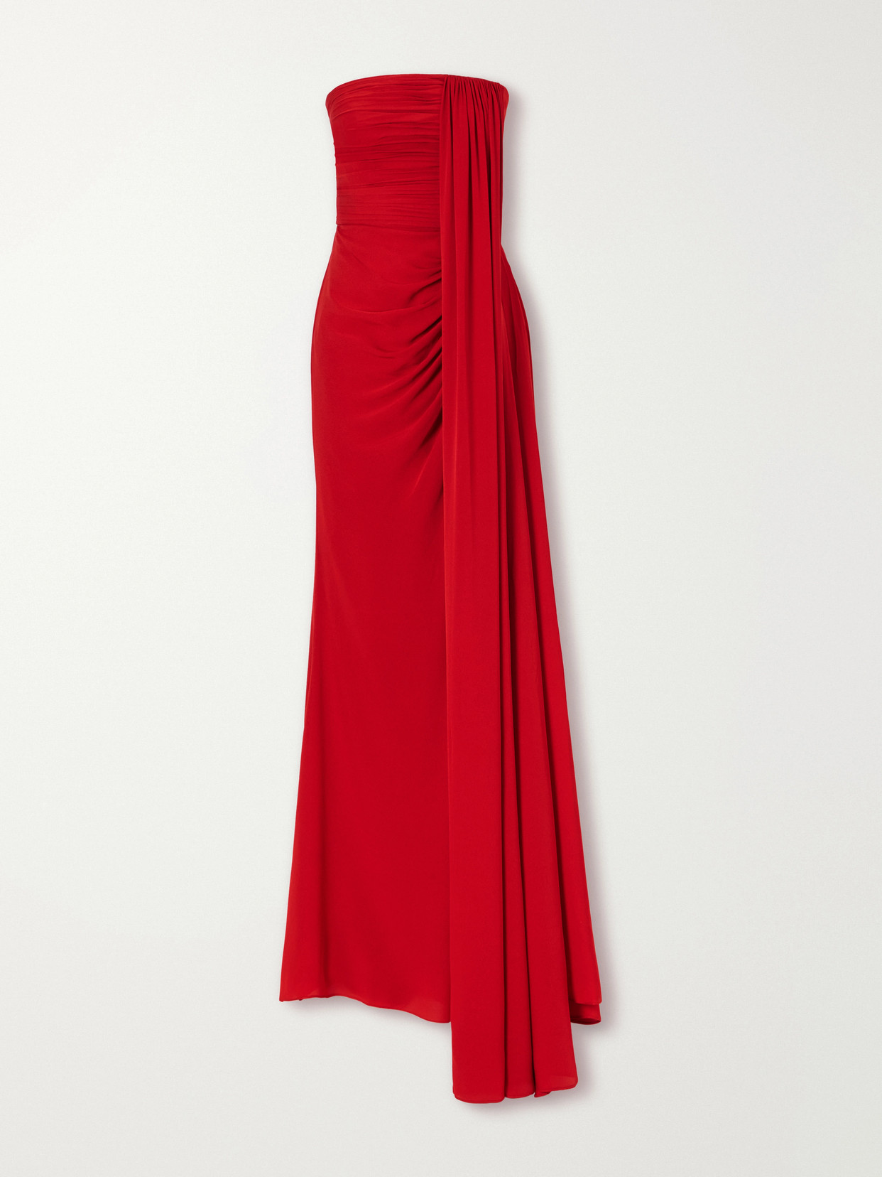 Draped Silk-georgette Gown - Red