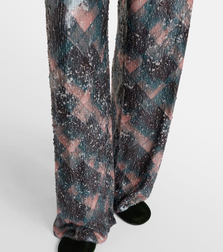 Checked sequined palazzo pants