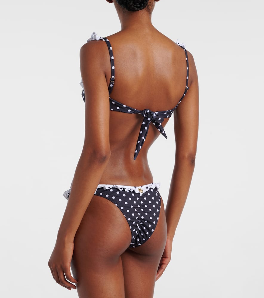 Angela polka-dot ruffled bikini top