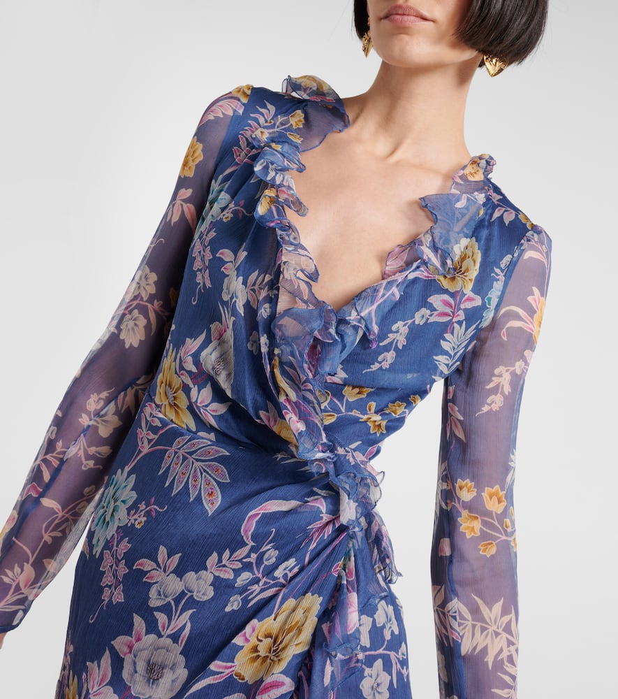 Floral silk wrap dress