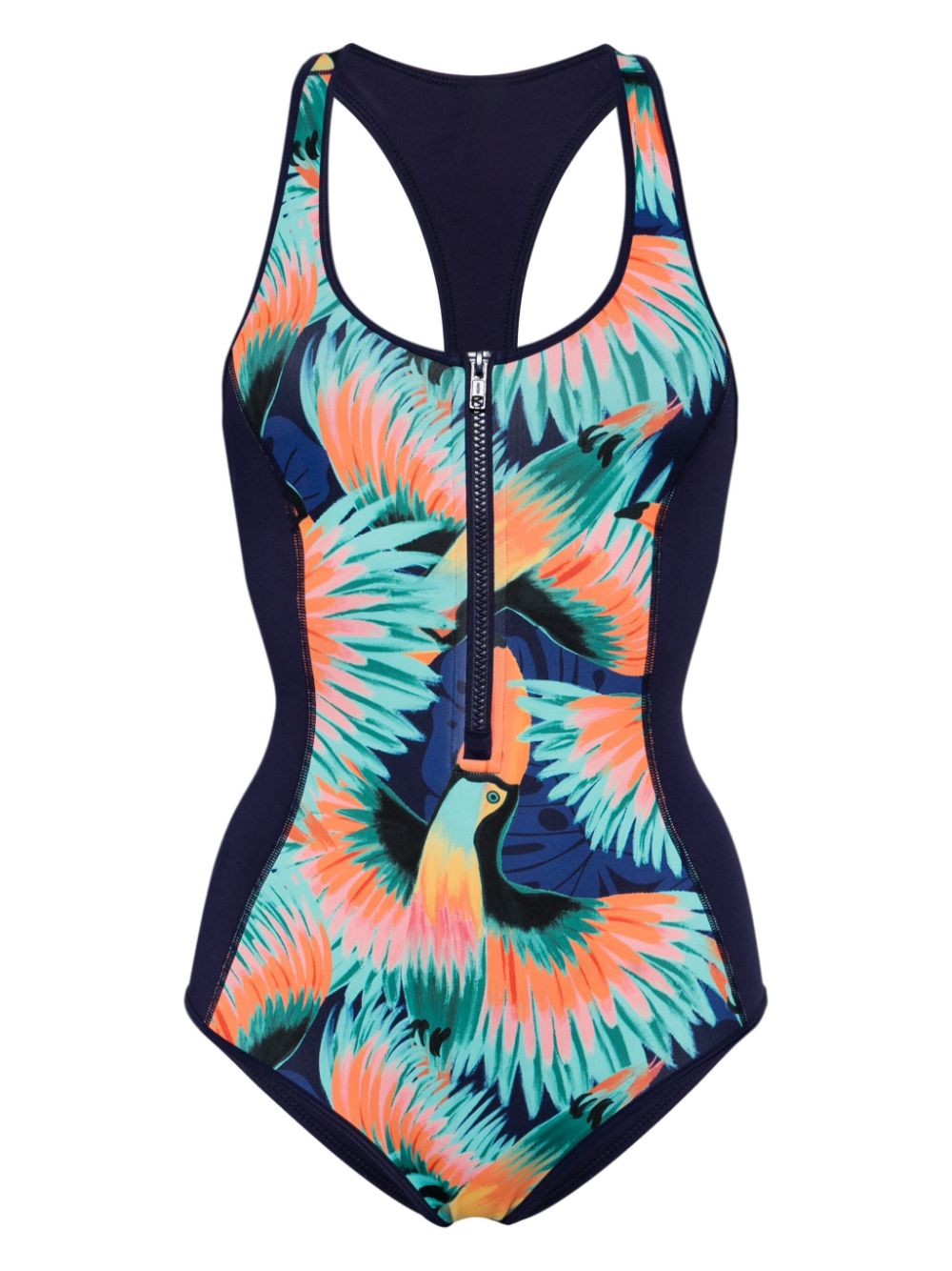 Abstract-print racerback swimsuit - Multicolour
