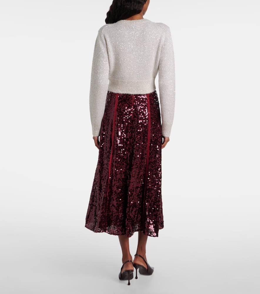 Embellished cropped alpaca-blend cardigan