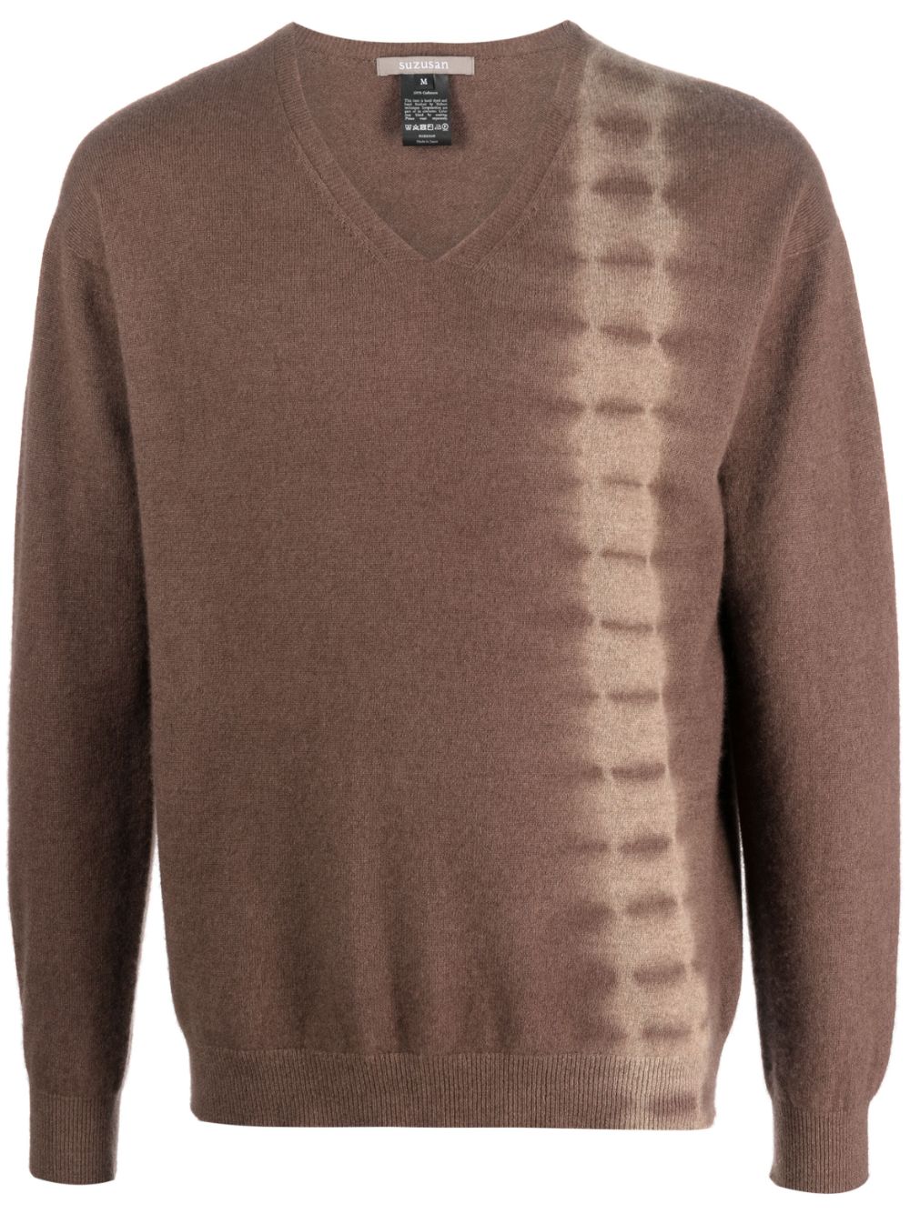 Tie-dye V-neck cashmere jumper - Brown