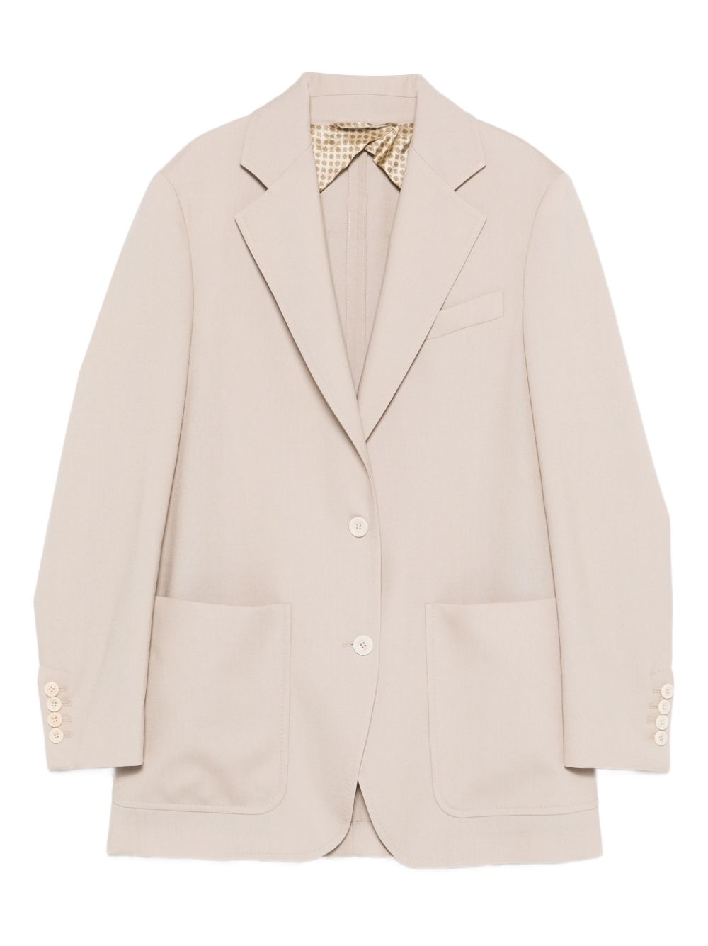 Front-Button Wool-Mohair Silk Jacket with Patch Pockets and Rear Slit (Size 40)