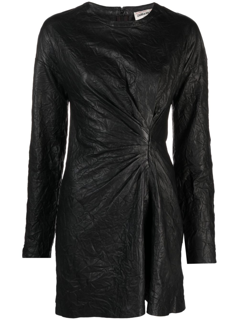 Rixina gathered leather minidress - Black