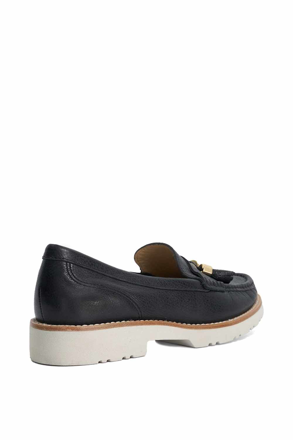 Dune London Women's Wide Fit 'Gwen' Leather Loafers in Black