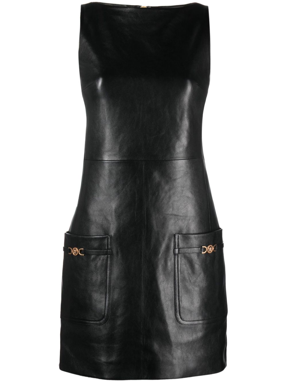 Medusa-plaque leather minidress - Black