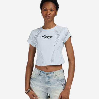 Women's Mesh Baby T-Shirt in Blue