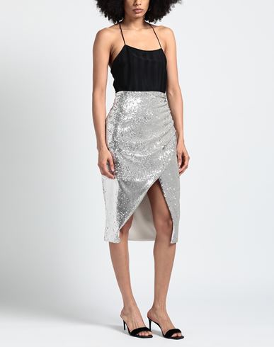 Woman Midi skirt Silver Size M Polyester