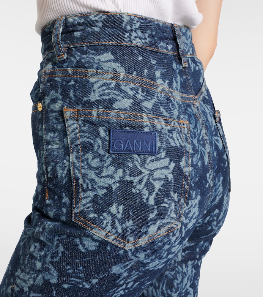 Printed high-rise flared jeans