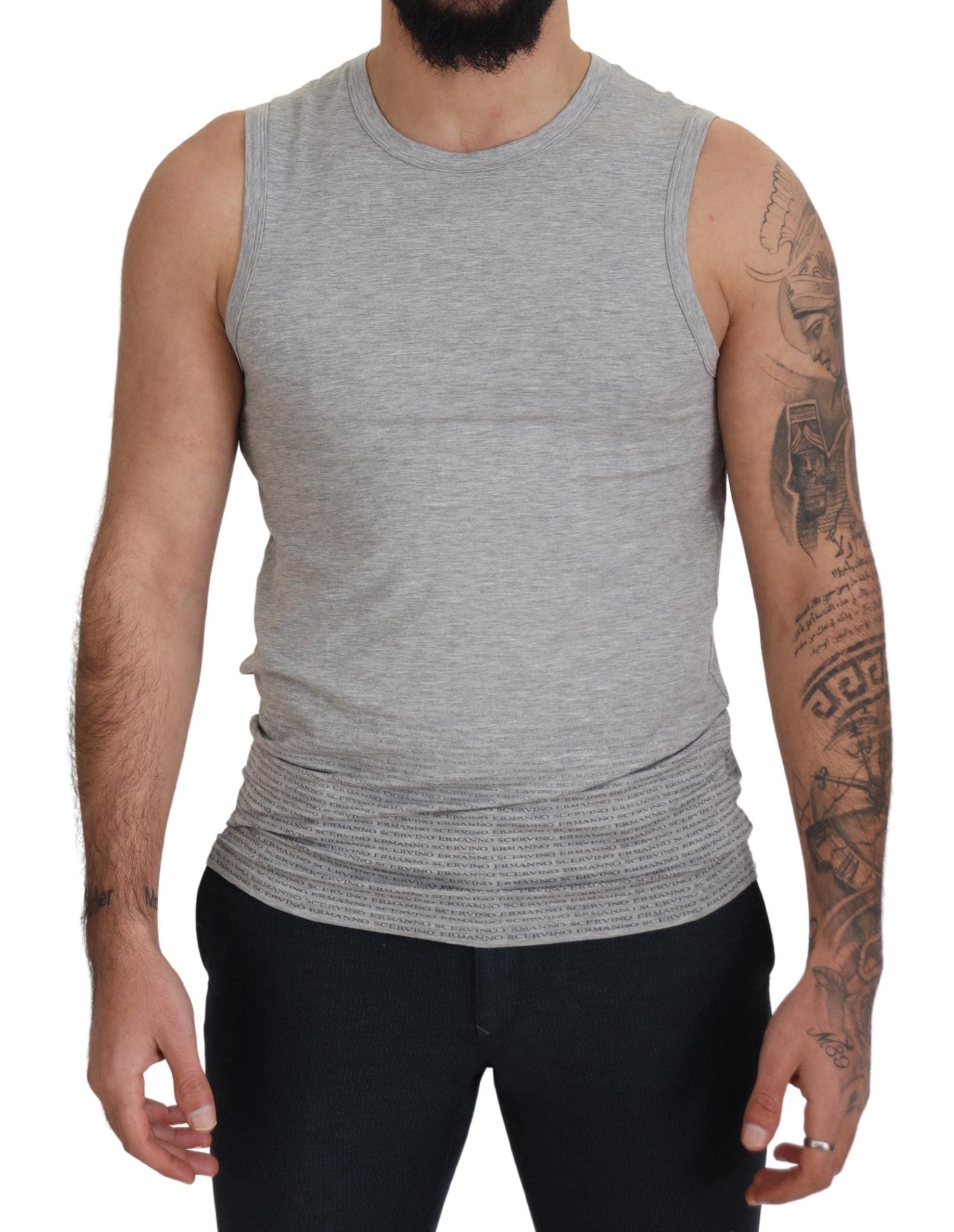 Crewneck Sleeveless Cotton Tank Top — Gray
