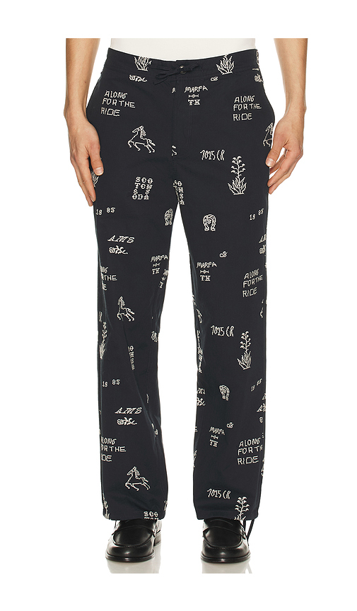 Scotch & Soda Embroidered Cotton Blend Relaxed Pants in Black. - M also in S, XL/1X, XXL/2X
