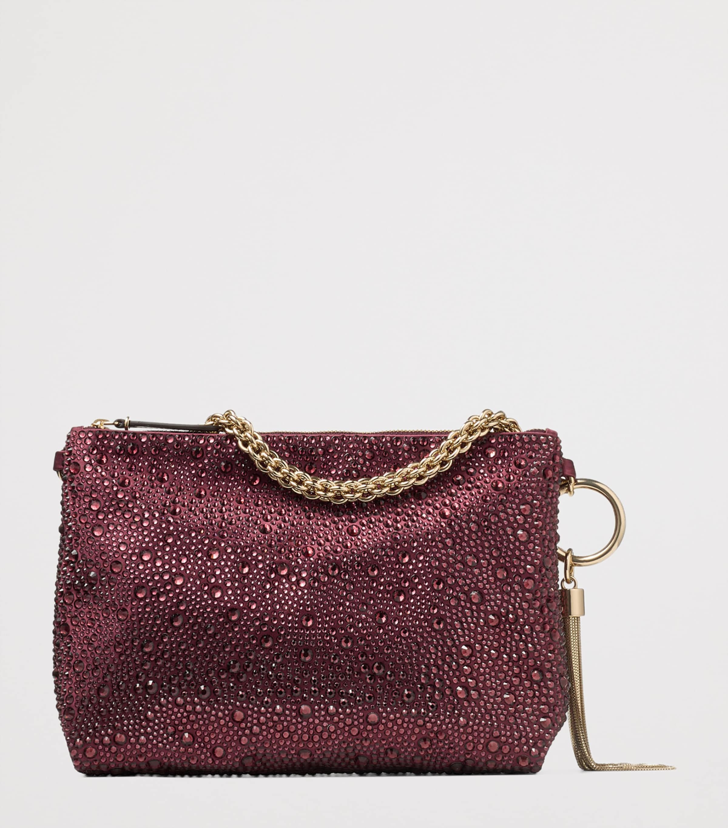Callie Crystal-Embellished Satin Clutch Bag