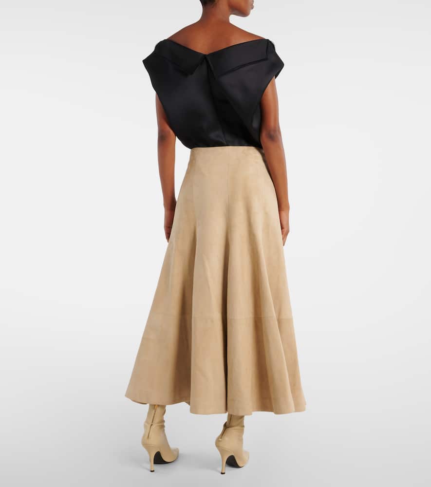 Lenno suede midi skirt