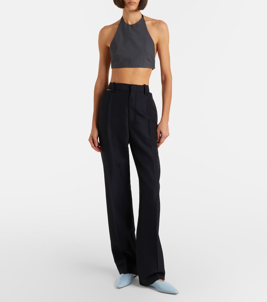 Halterneck virgin wool crop top