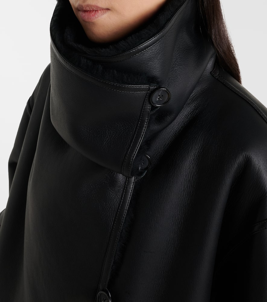 Shearling-lined leather coat