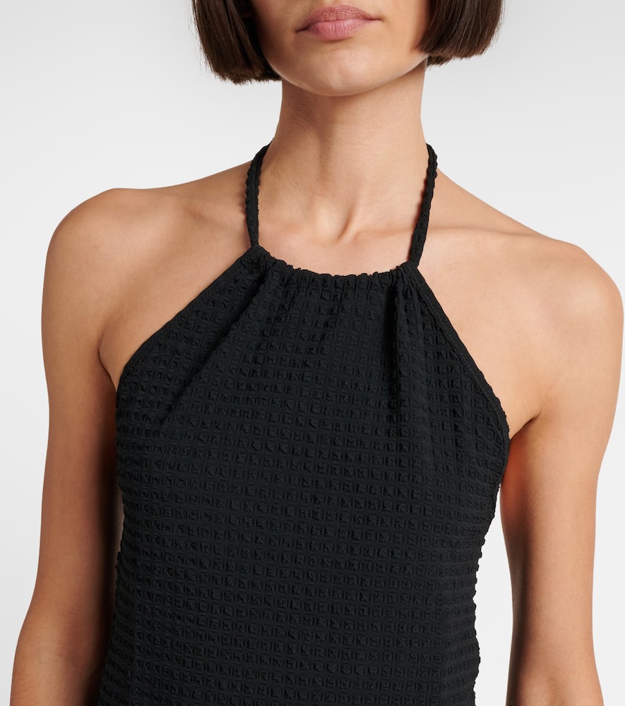 Halterneck seersucker minidress