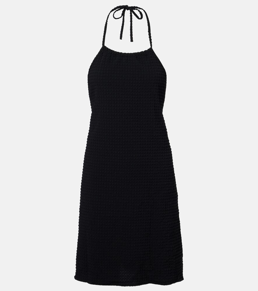 Halterneck seersucker minidress